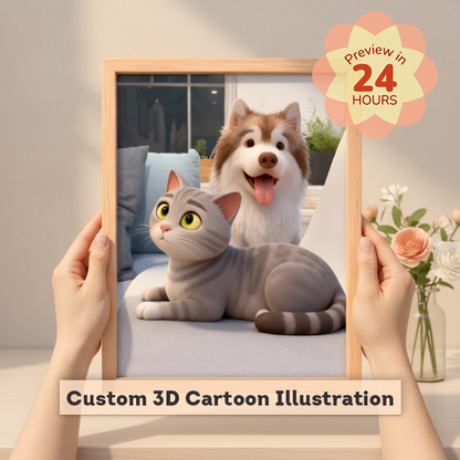Custom 3D Cartoon Pet Portrait (Digital Download)