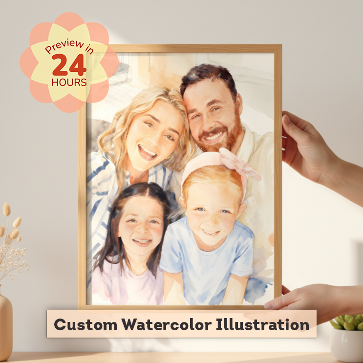 Custom Watercolor Family Portrait (Digital Download)