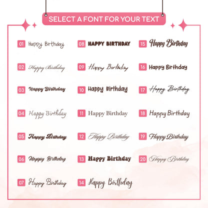 Guide displaying 20 font styles for customizing text