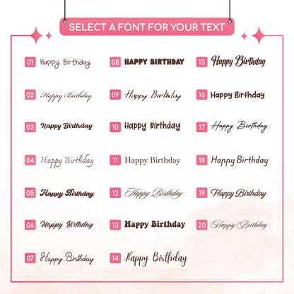 Guide displaying 20 font styles for customizing text