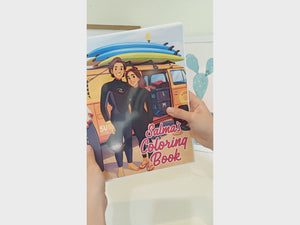 Short video flipping through four custom coloring books to show cover designs and page quality.