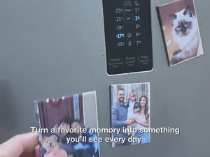 Personalized photo acrylic magnet video, custom picture magnet for fridge and home decor.